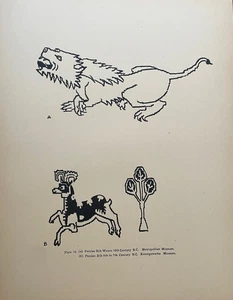 Antique Print Persian Silk Animal Motif Lion Goat Ram Ancient 16th Century Art - Picture 1 of 4