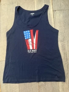Old Navy USA Peace Flagge blau Tank Top Shirt Live Free Gr. S - Bild 1 von 4