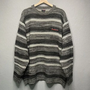 Vintage Y2K Southpole Chunky Striped Knit Sweater XL Black & Gray Pullover - Picture 1 of 7