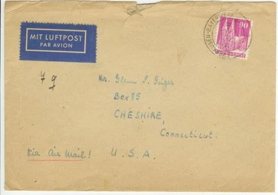 Leverkusen Alemania 1950 carta sobre la Tercera Guerra Mundial lista para comenzar pronto - 90pf solo a EE. UU. Foto 1 de 4