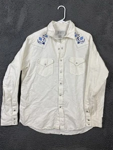 Ryan Michaels Western Bordado Mezcla de Lino de Seda Botones a Presión Para Hombre’s L - Imagen 1 de 8