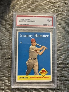 Tarjeta Topps 1958 #268 Granny Hamner PSA 5 EX - Imagen 1 de 2