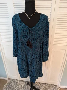 Túnica Ulla Popken Mujer 20/22 Calada Campesina Azul Paisley Top Blusa Boho NUEVA - Imagen 1 de 12