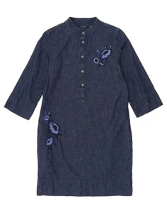 RALPH LAUREN Womens 3/4 Sleeve Denim Dress US 4 Small Navy Blue Floral CG06 - Picture 1 of 3
