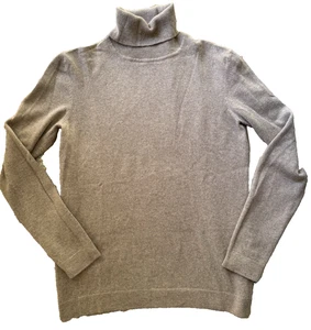 Vintage ESCADA beige Rollkragen Kaschmir Pullover mit Schmucksteinen Logo L - Bild 1 von 6