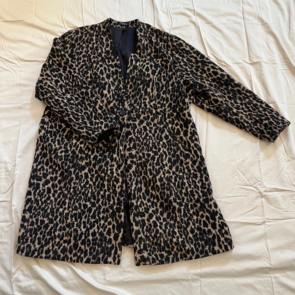 Chaqueta Abrigo Largo Estampado Guepardo Leopardo Tórrido Forrada Para Mujer Plus 3X De Colección Foto 1 de 4