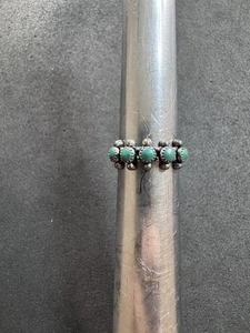 2.8g VTG Navajo Sterling Silver 925 Turquoise Dot Ring Size 5 Jewelry Lot U - Picture 1 of 8