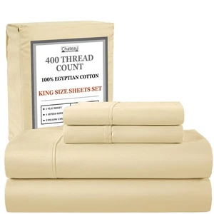 King Sheets Deep Pocket King Sheet Set, 100% Cotton Bed Sheets, 400 Thread Co... - Bild 1 von 8