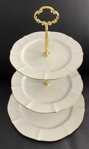 Elegant Noritake Imperial Baroque Chateau Gold Rim 3-Tiered Cake Stand, Japan - Picture 1 of 8