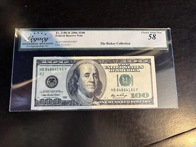 DBR 2006 $100 FRN New York Fr. 2180-B Legacy 58 Serial HB84864186P - Image 1 of 2