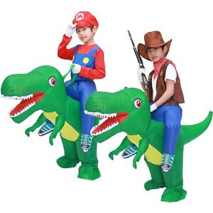 Kids Child Inflatable T Rex Dinosaur Costume Girl Boy Ride Dino Inflated Garment