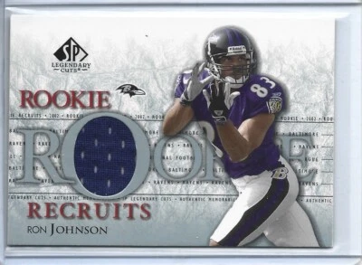 RON JOHNSON 2002 SP LEGENDARY CUTS ROOKIE RECRUITS JERSEYS BALTIMORE RAVENS - Image 1 of 2