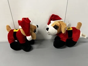 DAN DEE PLUSH CHRISTMAS Stuffed Animal Soft Toy DOG 7" Cap Hat santa (2 Dogs) - Picture 1 of 19