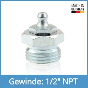 DIN 71412 A (H1) 1/2" NPT Stahl verzinkt - 2teilig Kegelschmiernippel - Bild 1 von 1