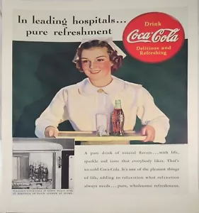 Coca Cola 1938 bebida refresco anuncio de colección en hospitales líderes puro refresco - Imagen 1 de 1