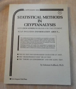 Unread Statistical Methods In Cryptoanalysis Kullback A Cryptographic Series 4 - Picture 1 of 7