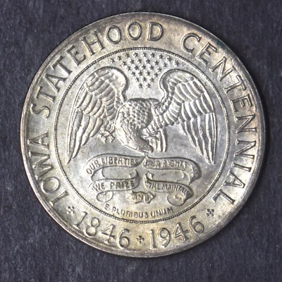 1946 Iowa Statehood Centennial Commemorative Half Dollar .50C - COINGIANTS - - Image 1 of 2
