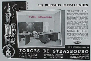REKLAME STRAFOR FORGES DE STRASBOURG METALLMÖBEL VON 1950 FRANZÖSISCHE ANZEIGE PUB SELTEN - Bild 1 von 1