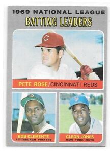 PETE ROSE BOB CLEMENTE 1970 TOPPS 1969 NATIONAL LEAGUE BATTING LEADERS 61 REDS