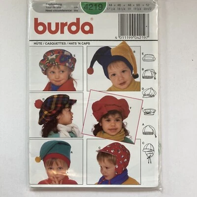 Burda 4219 Boy Girl Flap Pointy Hat Child Fleece Bonnet Bucket New Uncut Pattern - Image 1 of 4
