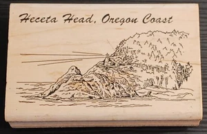 Heceta Head, Oregon Rubber Stamp RARE Destination Wood Mounted Cape Creek Oregon - Picture 1 of 10