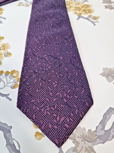 Corbata para hombre Gieves & Hawkes púrpura floral hoja FAB RETRO Saville Row London - Imagen 1 de 5