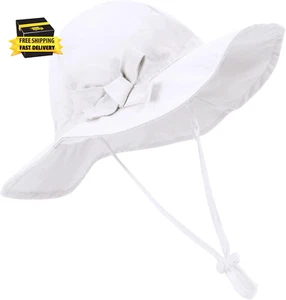 UPF 50+ Sun Protection Wide Brim Baby Girl Sun Hat Cute Summer Beach Baby Sun Ha - Picture 1 of 7