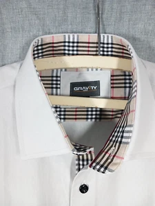 NEU Herren 100 % Baumwolle Knopfleiste Kurzarm Gravity Homme geschwungener Saum Hemd - Bild 1 von 7