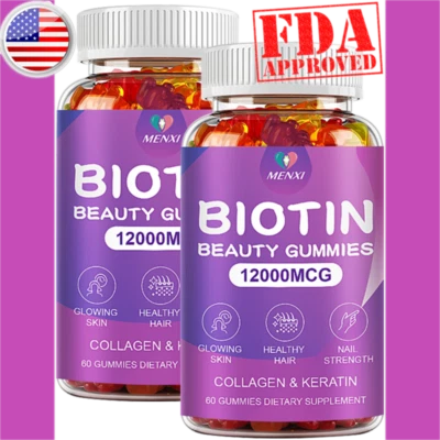 Gomitas de biotina Vitamatic 12000 mg para cabello más fuerte piel uñas 120 gomitas veganas Foto 1 de 4