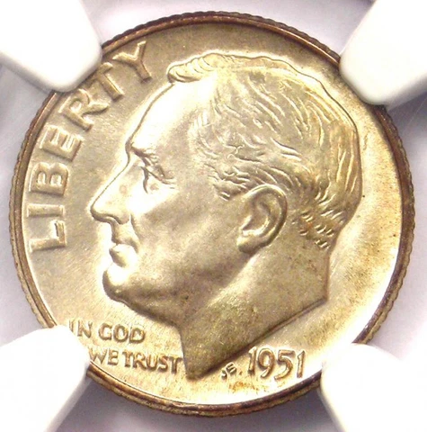1951-D Roosevelt Dime 10C Coin - NGC MS67+ FT (PQ Plus Grade) - $625 Value! Cover