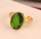 Chrome Diopside Quartz Gemstone Rings Yellow Gold Band Oval Shaped Brass Rings