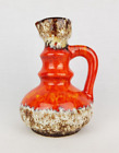 Vintage Jopeko Keramik Handled Orange Fat Lava Vase 7201-15 Wgp 1970S