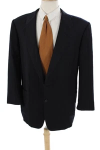 Loro Piana Mens Striped Dark Blue Suit Jacket Collared Long Sleeve Size 44 - Picture 1 of 8