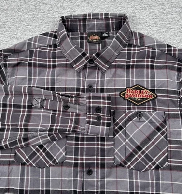 Harley Davidson Shirt Mens Size XL Gray Plaid 120th Anniversary Button Down - Image 1 of 4