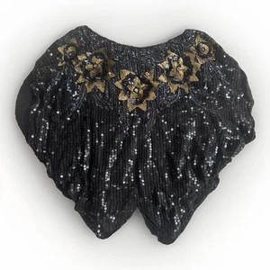 Sequence Caplet 70er 80er Floral Gold & Schwarz Vintage Style - Bild 1 von 16