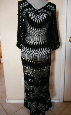 Bikini Wildfox Swim Talla 1 (S/M) Crochet SS Cubre Un Día Negro Foto 1 de 4