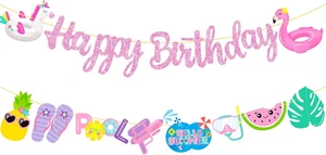 Sommer Party Banner Hawaii Girlande Flamingo Ananas Tropisch Deko - Bild 1 von 8