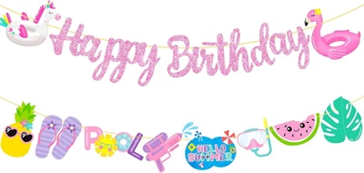 Sommer Party Banner Hawaii Girlande Flamingo Ananas Tropisch Deko - Bild 1 von 4