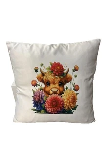 Highland Cow Boho Pillowcase Farmhouse Throw Pillow Cover Rustic Home Decor - Picture 1 of 1