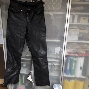 Black leather straight pants shott 28 inch USA vintage riders from Japan - Picture 1 of 5