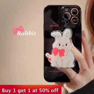 For iPhone 16 Pro Max 15 14 13 12 11 Phone Cover Cotton Rabbit Bracket Case New - Picture 1 of 7