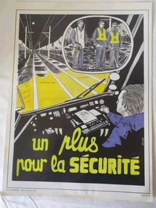 N22 Affiche De Sécurité SNCF Un Plus Pour La Sécurité Signé Chevalier 1987 - Foto 1 di 2