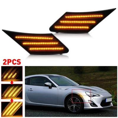 Luz de señal LED lateral dinámica lente ahumada 2 piezas apta para Scion FR-S 2013-2016 Foto 1 de 4