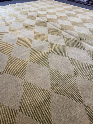 NUEVA Alfombra Tibetana Moderna/Contemporánea, Talla 6x9, Combinación Seda/Lana Tejida a Mano Foto 1 de 4