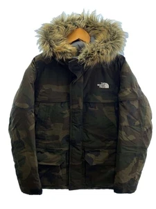 THE NORTH FACE Down Jacket Novelty McMurdo Hoodie L Nylon Khaki Camouflage Used - Picture 1 of 6