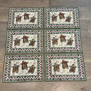 Vicky Howard GINGERBREAD JOY Christmas Tapestry - 6 Placemats Traditional Decor - Picture 1 of 2