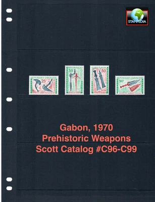 $4.30 斯科特超值 - 1970 年加蓬史前非洲武器,斯皮尔斯全新无标签 NH UMM — 第 1/4 张图片