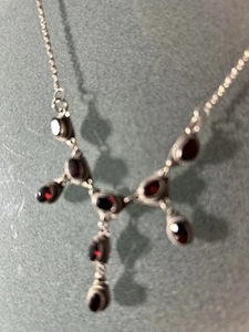 Sterling Silber Halskette mit Granat - Bild 1 von 3