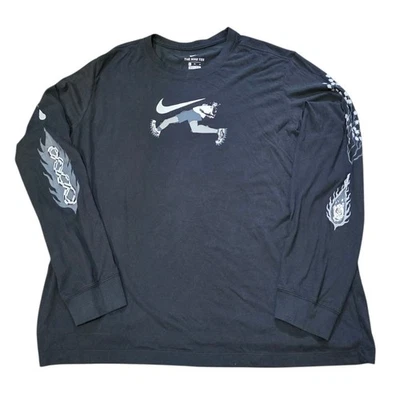 Nike Dri-FIT Camiseta Negra Estampado Gráfico Manga Larga Correr Senderismo Para Hombres XL Foto 1 de 4
