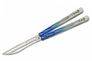 5.5" TRAINING BUTTERFLY Balisong Practice Blue Gradient Flip Trick Toy Blunt - Picture 1 of 3